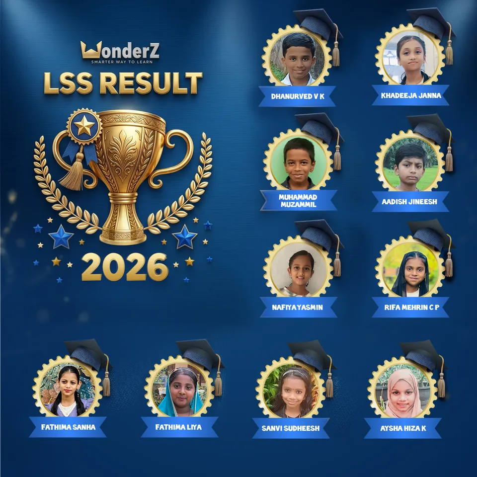 WonderZ Class 4 LSS Result 2026 - Scholarship Winners (Dhanurved, Khadeeja, Muhammad Muzammil, Aadish, Nafiya, Rifa, Fathima Sanha, Fathima Liya, Sanvi, Aysha Hiza)